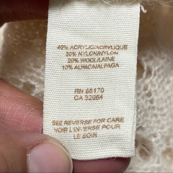 Free People Bell Sleeve Cream Crochet Ruffle Knit Sweater Top XS - Picture 10 of 12